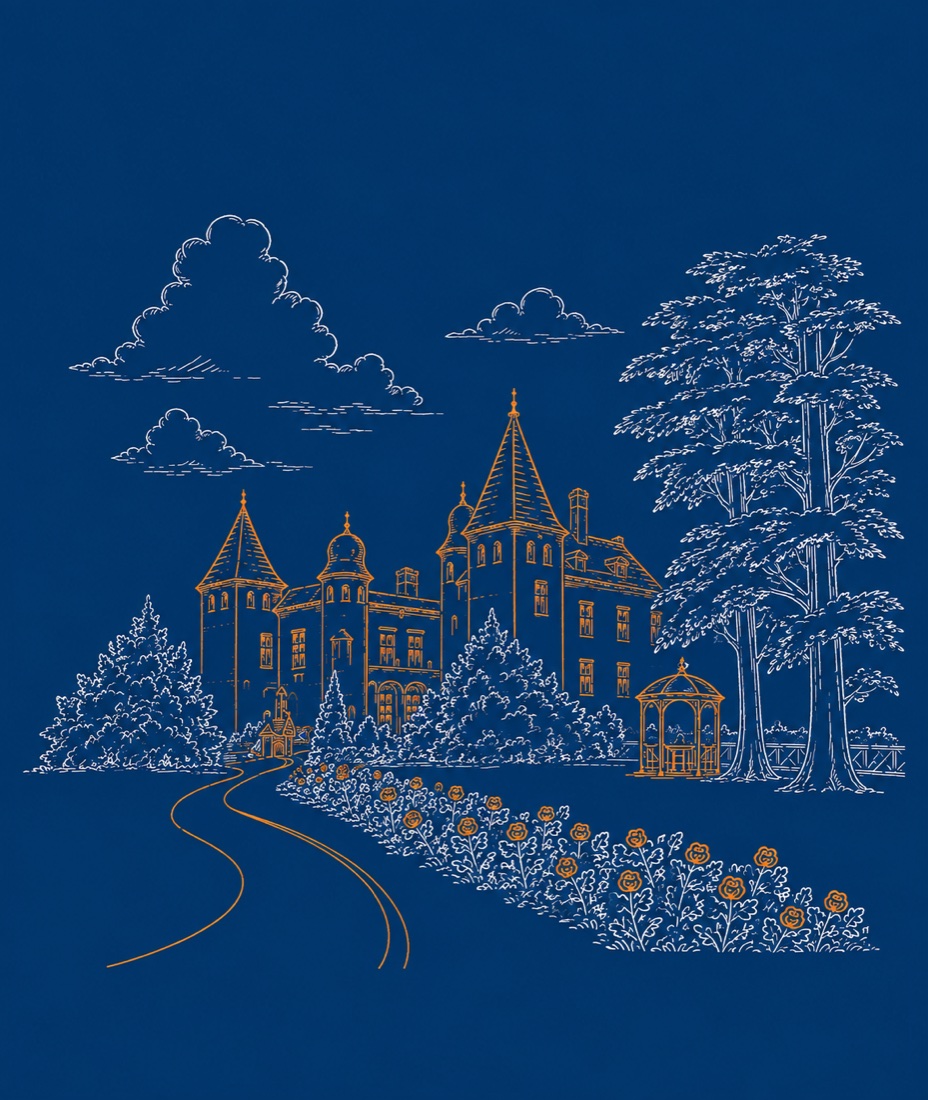 Le château et son allée fleurie, illustration